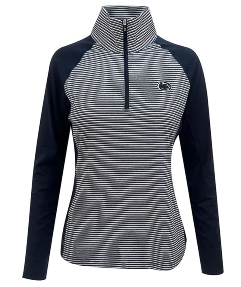 Cutter and Block Forge Stripe Quarter Zip Ladies Navy Pullover