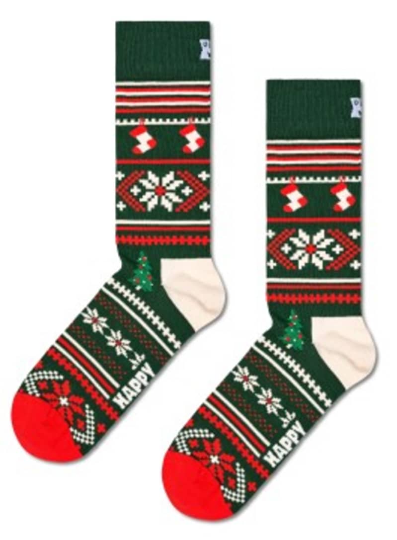 Happy Socks Men's Snowflake Green