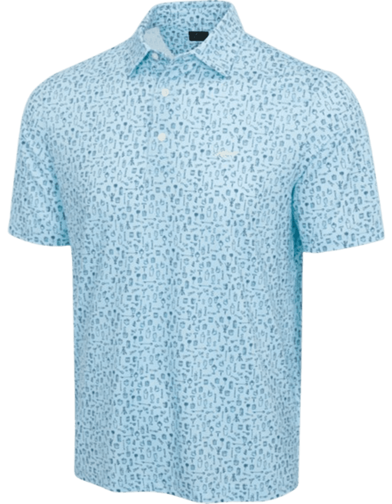 Greg Norman Ventilated Bartender's Print Men's Misty Turquoisse Shirt