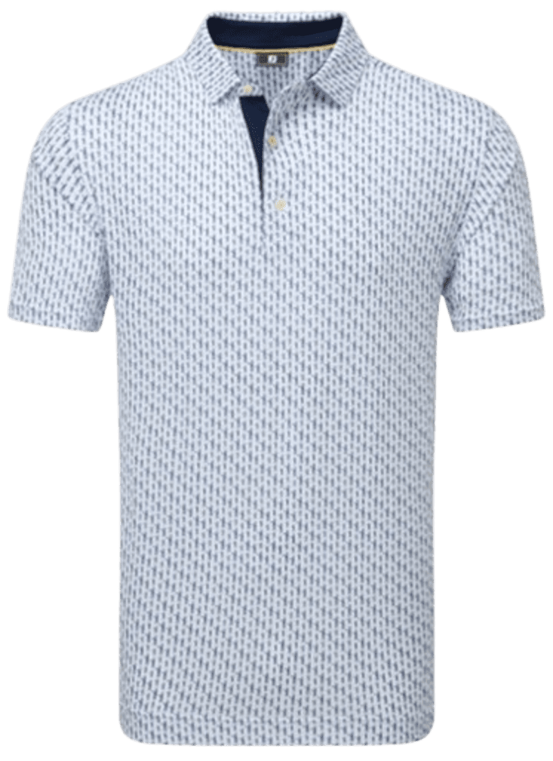 FootJoy Figure Print Lisle Men’s White/Navy Shirt