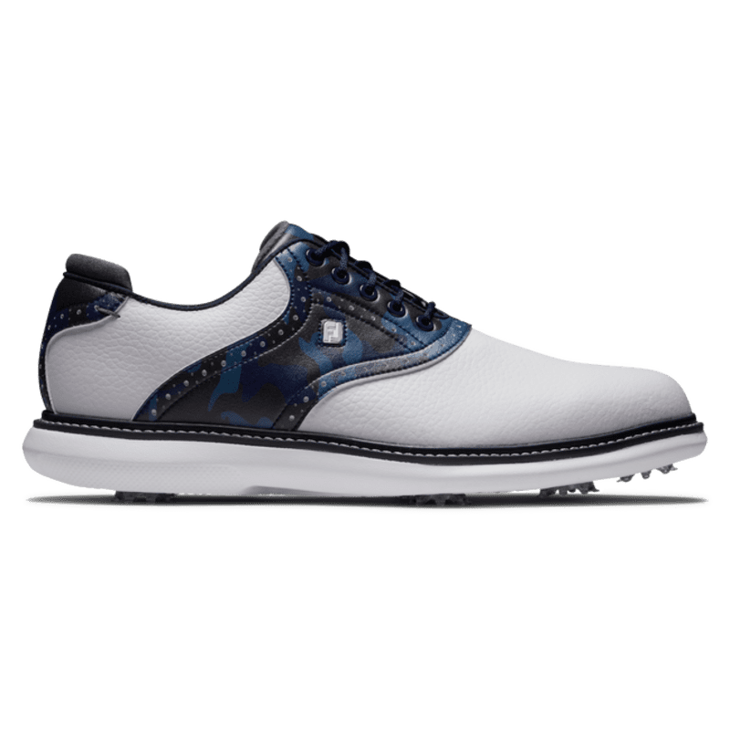  FootJoy Traditions SL Plain Toe Saddle Men's White/ Navy Shoes 