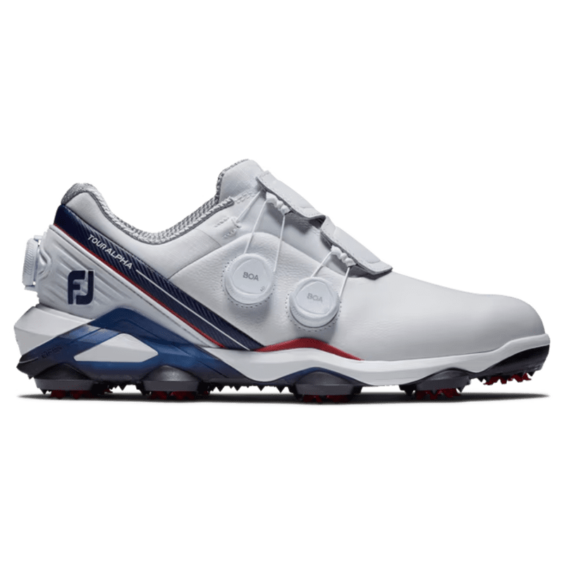 FootJoy Tour Alpha Triple Boa Men’s White/ Navy and Red Shoe