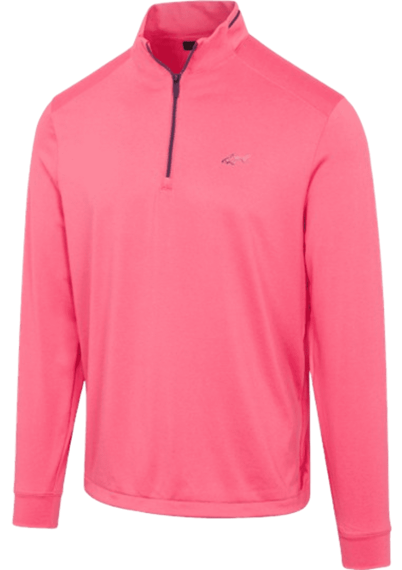 Greg Norman Leaderboard Men's Coral Clove Heather Pullover - Quarter Zip
