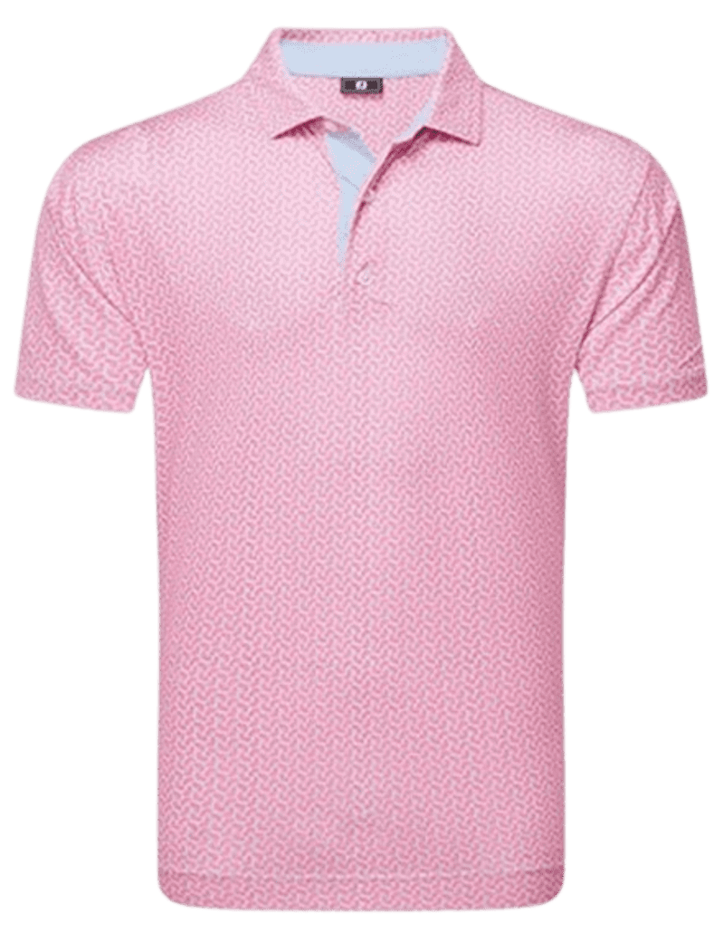 FootJoy Citrus Print Lisle Men's Pink Lemonade/Skyway Shirt