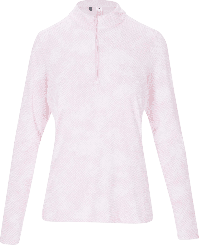 adidas Ultimate365 Printed Ladies Quarter-Zip Mock Neck Top Clear Pink