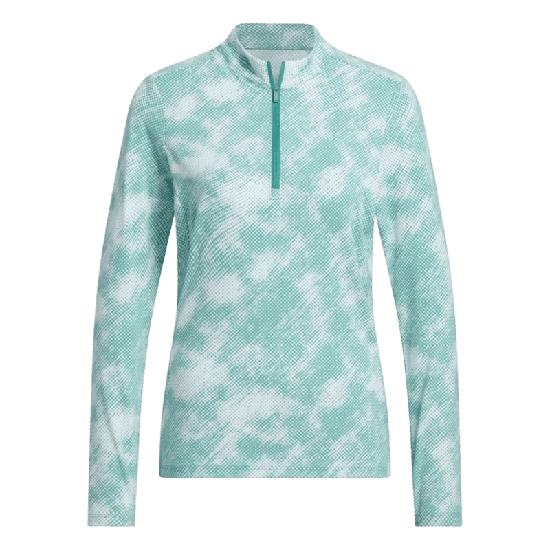 adidas Ultimate365 Printed Ladies Quarter-Zip Mock Neck Top Pure Teal