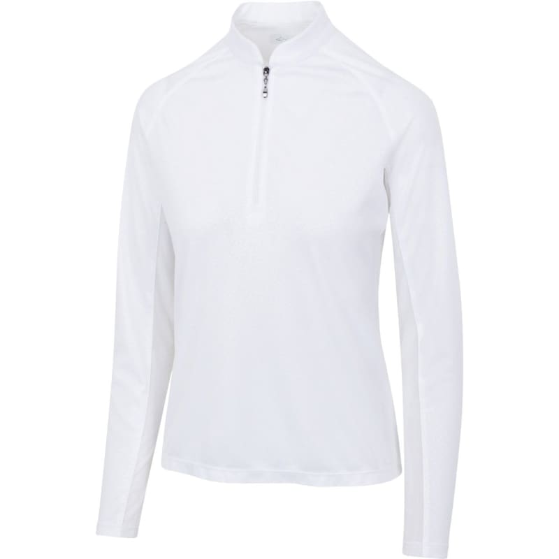 Greg Norman Retro Flowers Embossed Ladies White Quarter Zip