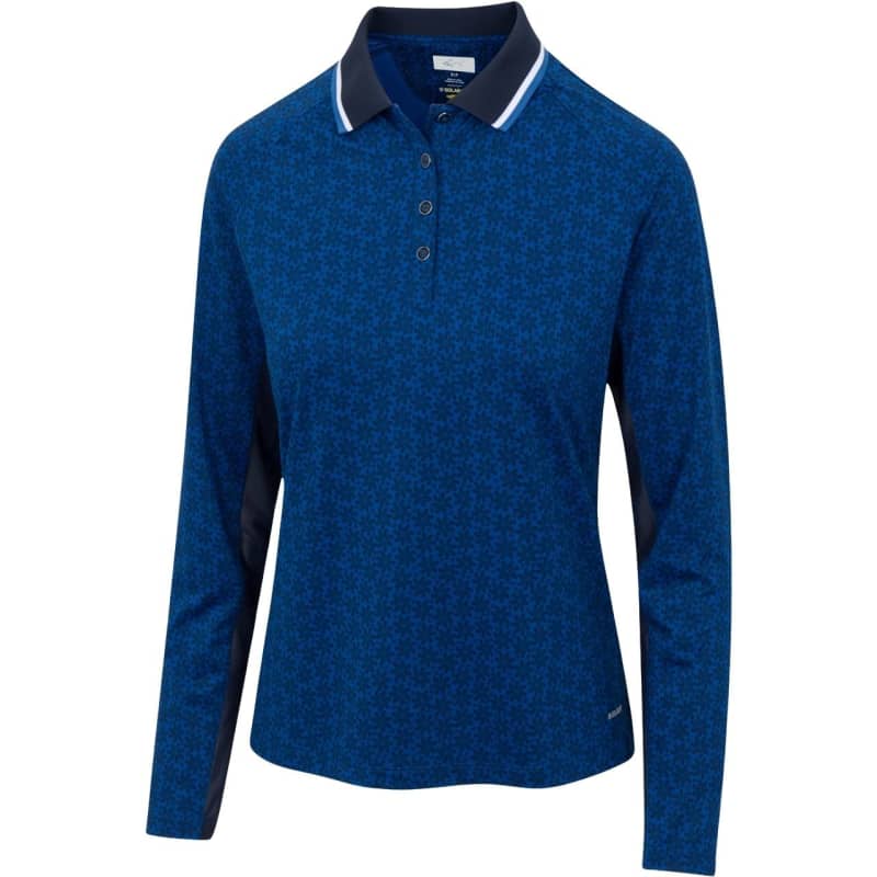Greg Norman Ventilated Sunburts Ladies Navy Longsleeve Shirt