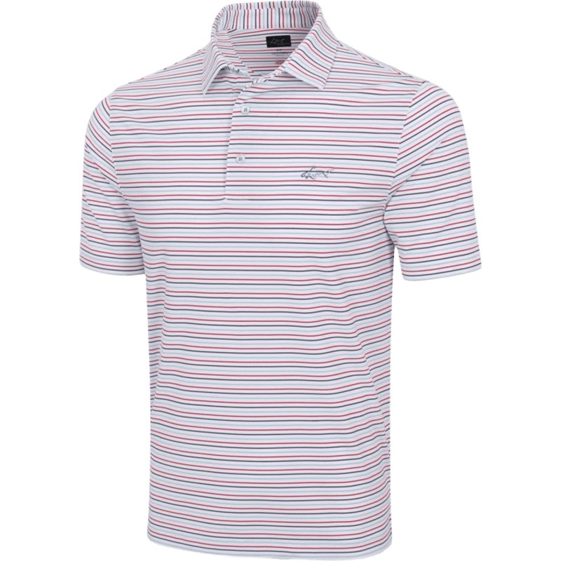 Greg Norman ML75 Stretch Jersey Game Day Stripe Men's Polo (White)