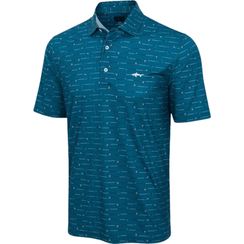Greg Norman ML75 Golf Club Stripe Men's Polo Teal