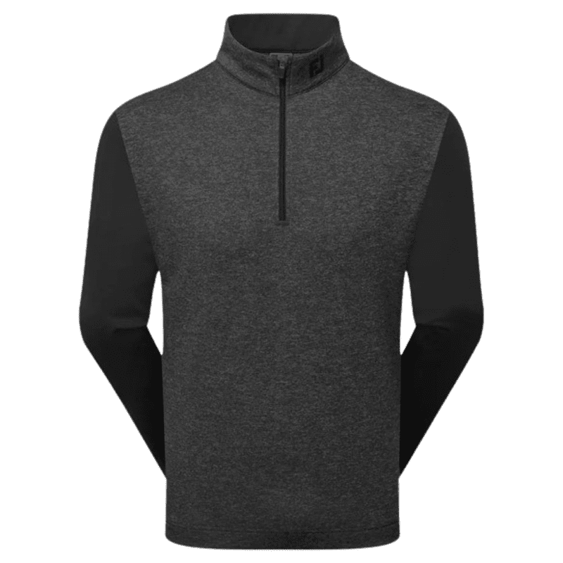 FootJoy Tonal Heather Chill-Out Zip Neck Golf Sweater (Black)