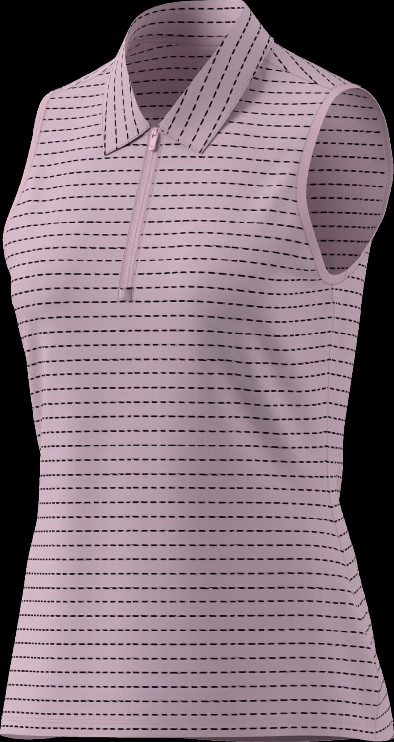 adidas Ultimate365 Striped Ladies Clear Pink  Sleeveless Polo