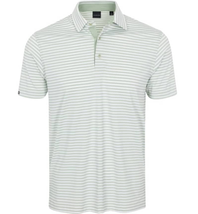 Dunning Buckhaven Ventilated Stripe Men's Performance Polo(Light Sage Green