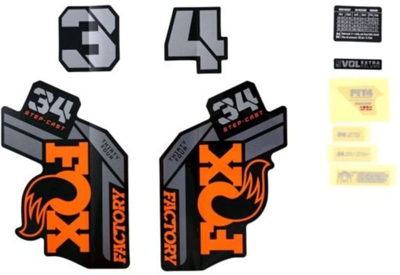 Fox Decal Kit for Float 34 Fork – Black/Orange Logo (2022)