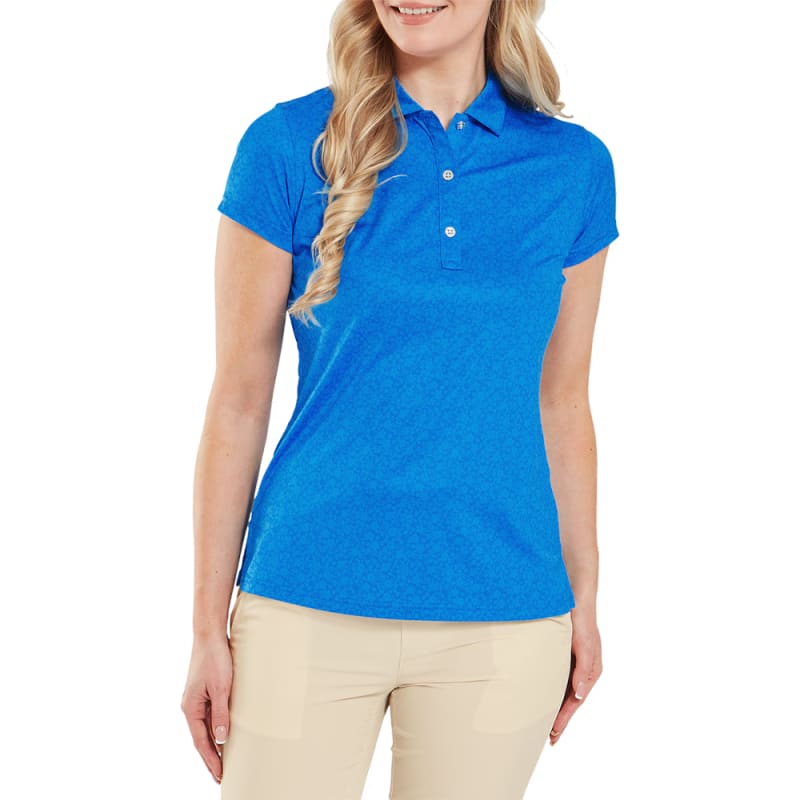 Ladies Painted Floral Cap Sleeve Lisle Polo