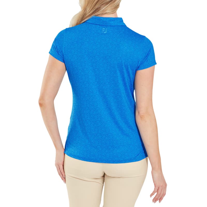 Ladies Painted Floral Cap Sleeve Lisle Polo