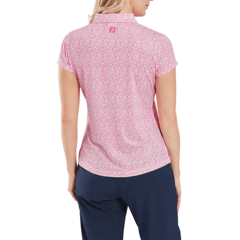 Ladies Animal Print Cap Sleeve Lisle Polo