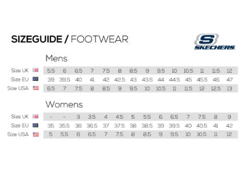 skechers women's shoe size chart