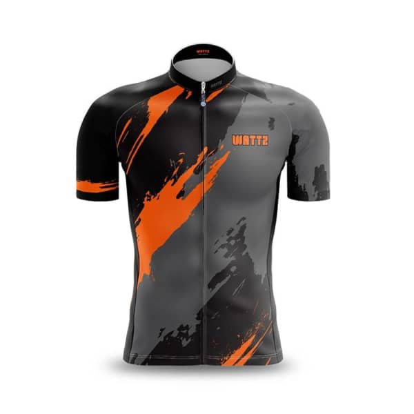 Wattz Men&#039;s Black Orange Explode Trailblazer Short Sleeve Jersey