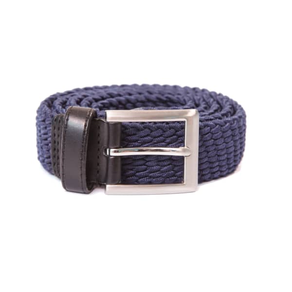 Clubhouse Ladies Elastic Belt with Leather Trim Navy