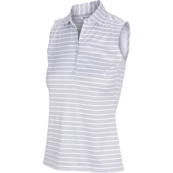  Greg Norman ML75 Dotted Stripe S/L Ladies White Polo