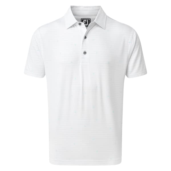 Footjoy Lesle Stripe Leaf Print Men&#039;s White Shirt