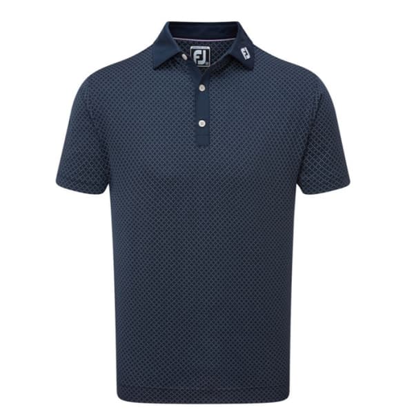 FootJoy Diamond Dot Print Lisle Men’s Navy Shirt