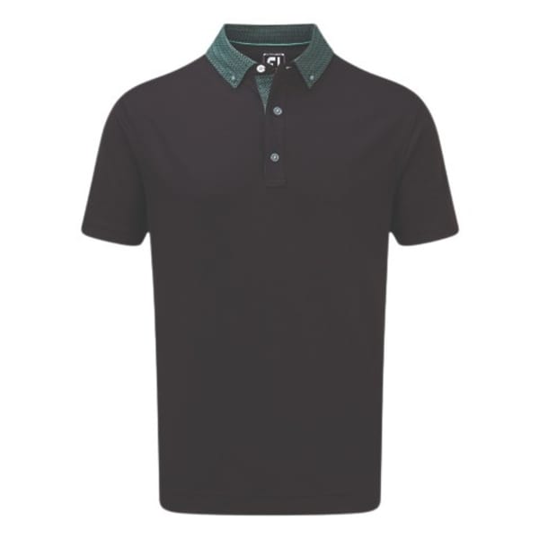 Footjoy Pique Men&#039;s Black/Aqua Shirt