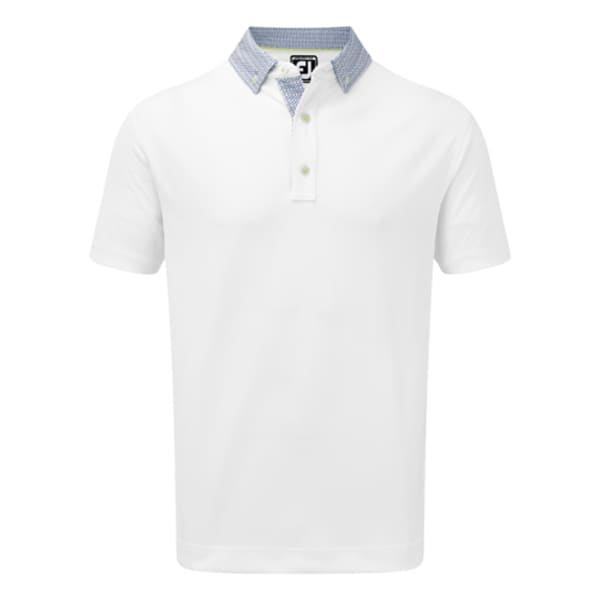 Footjoy Smooth Pique Woven Collar Men&#039;s White Shirt