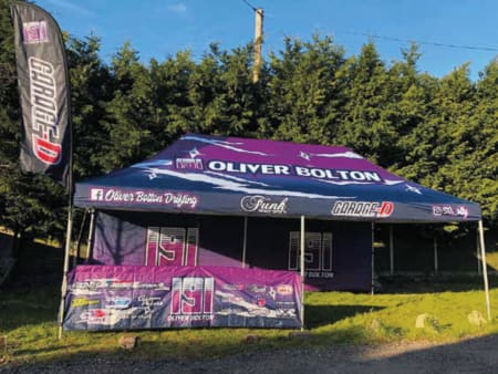 Printed racing tent