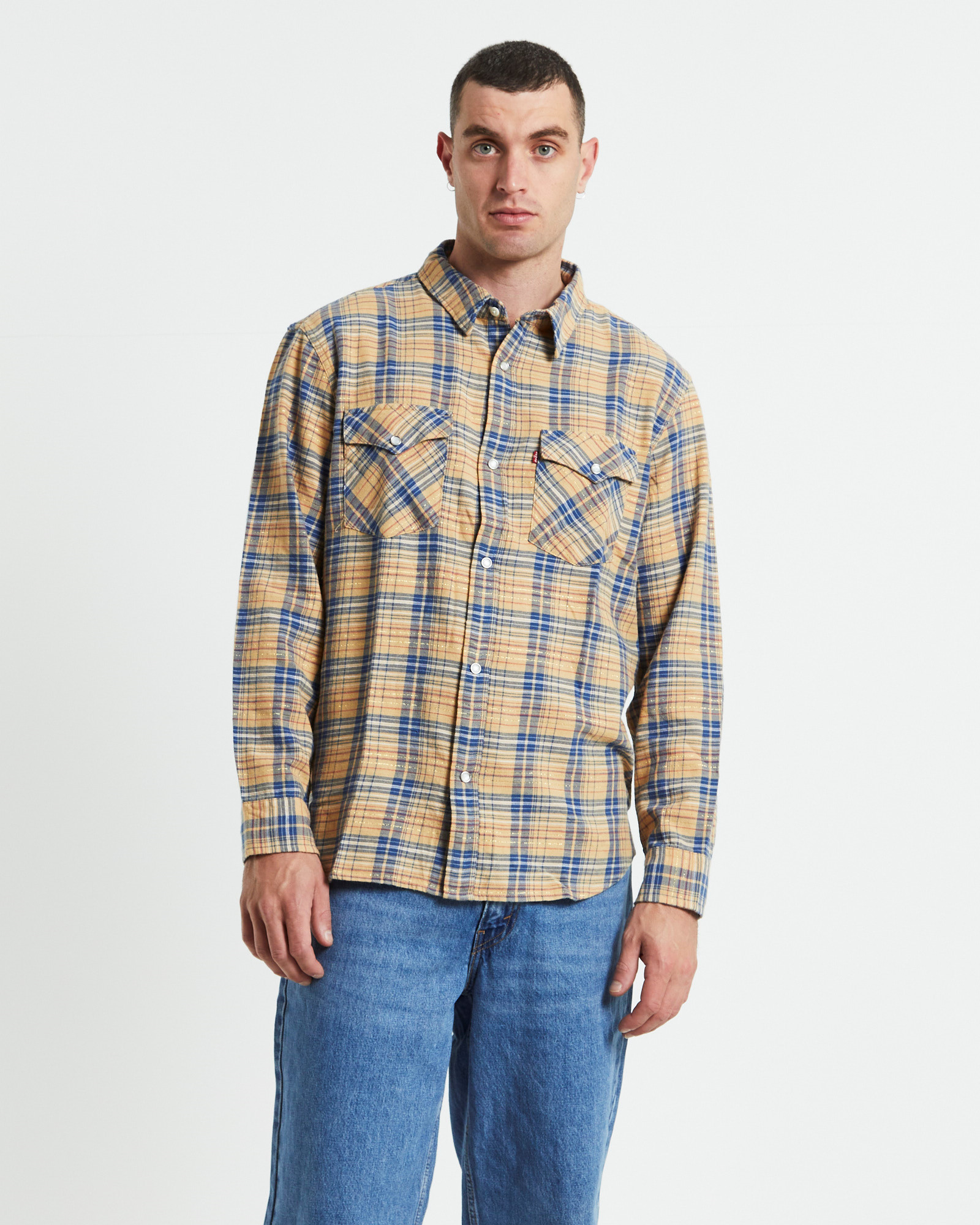 NEW LEVIS Relaxed Fit Western Krishan Plaid Shirt Lark Multi - Picture 2 of 7