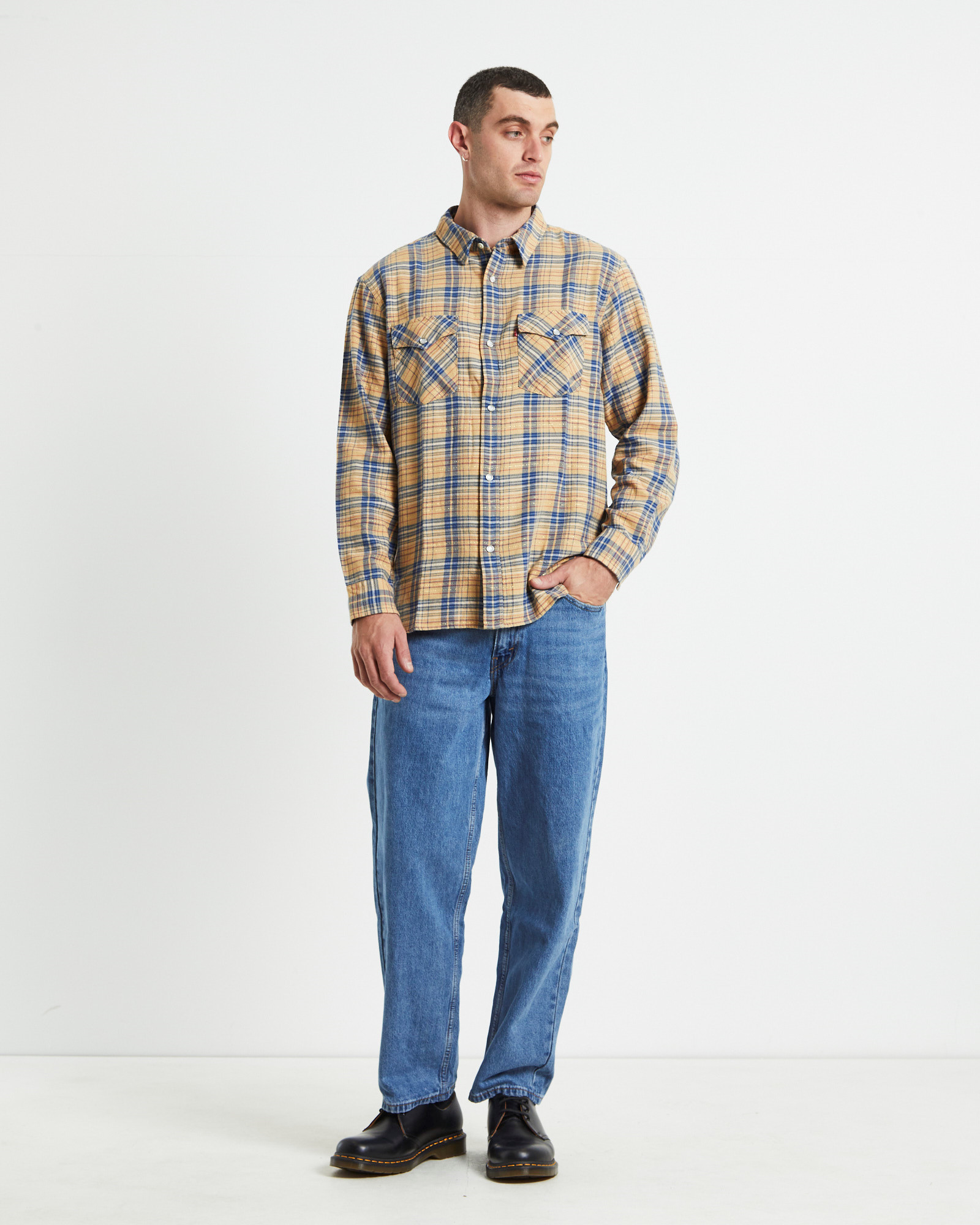 NEW LEVIS Relaxed Fit Western Krishan Plaid Shirt Lark Multi - Picture 4 of 7