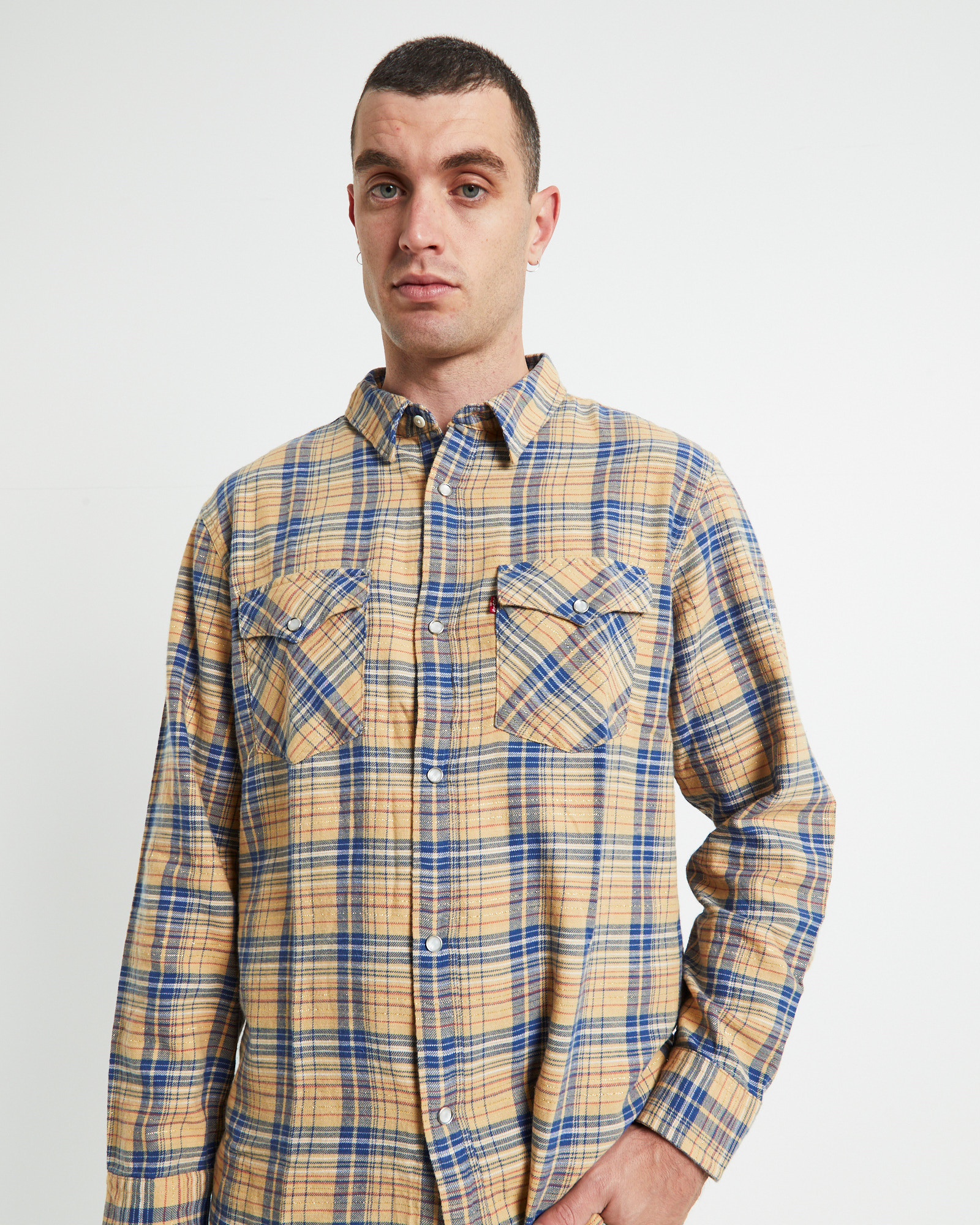 NEW LEVIS Relaxed Fit Western Krishan Plaid Shirt Lark Multi - Picture 6 of 7
