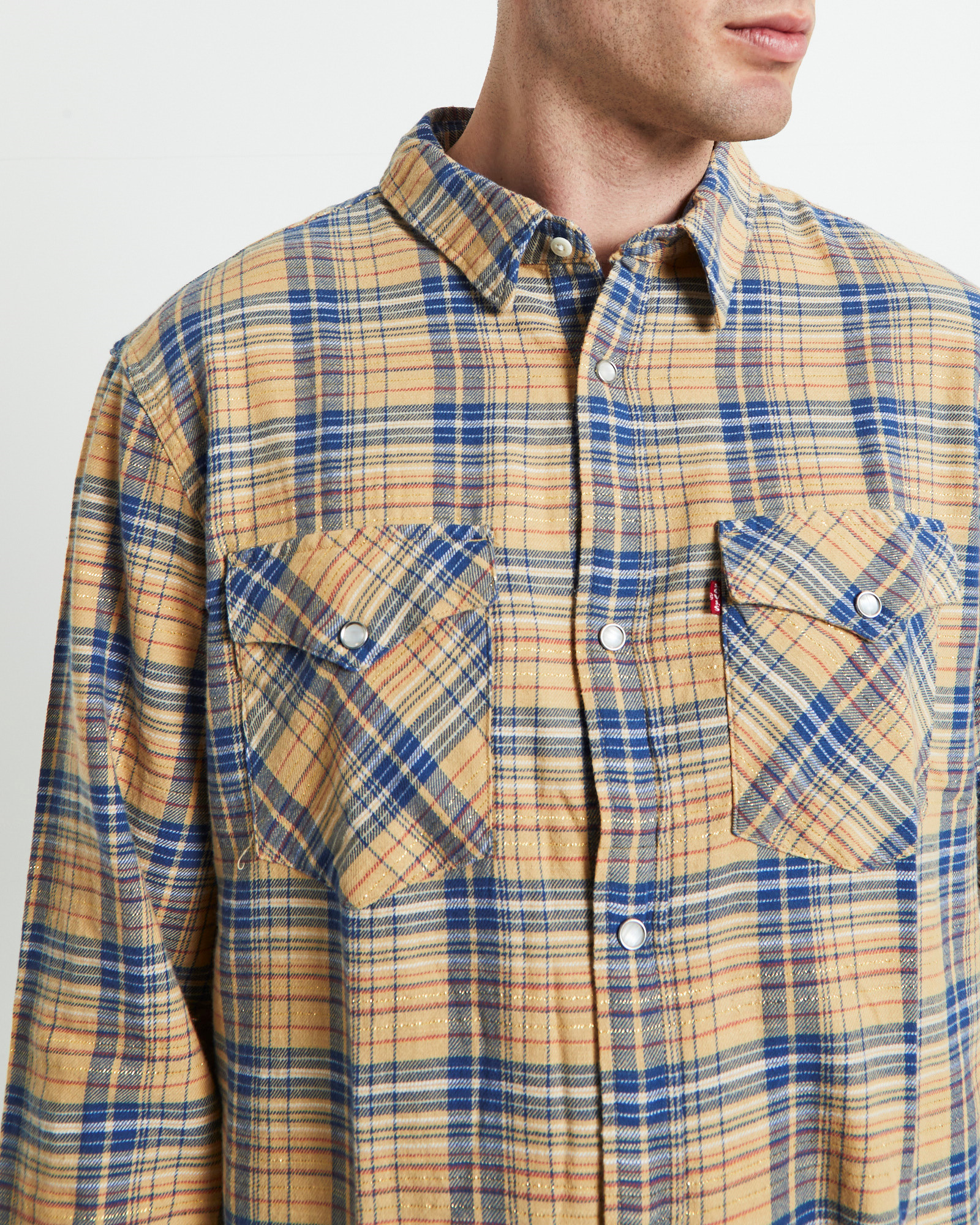 NEW LEVIS Relaxed Fit Western Krishan Plaid Shirt Lark Multi - Picture 7 of 7