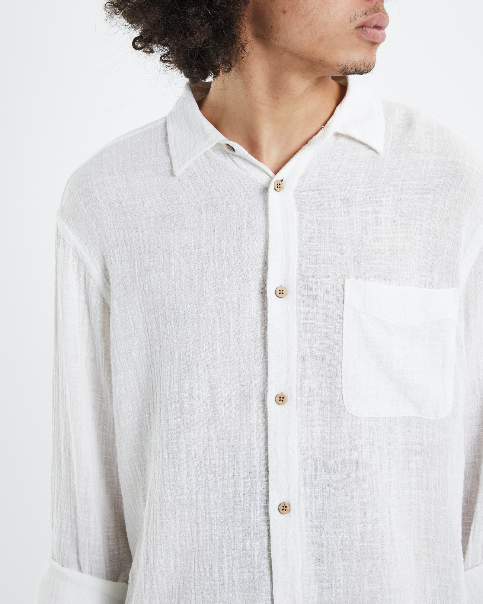NEW INSIGHT Louie Long Sleeve Shirt Off White eBay