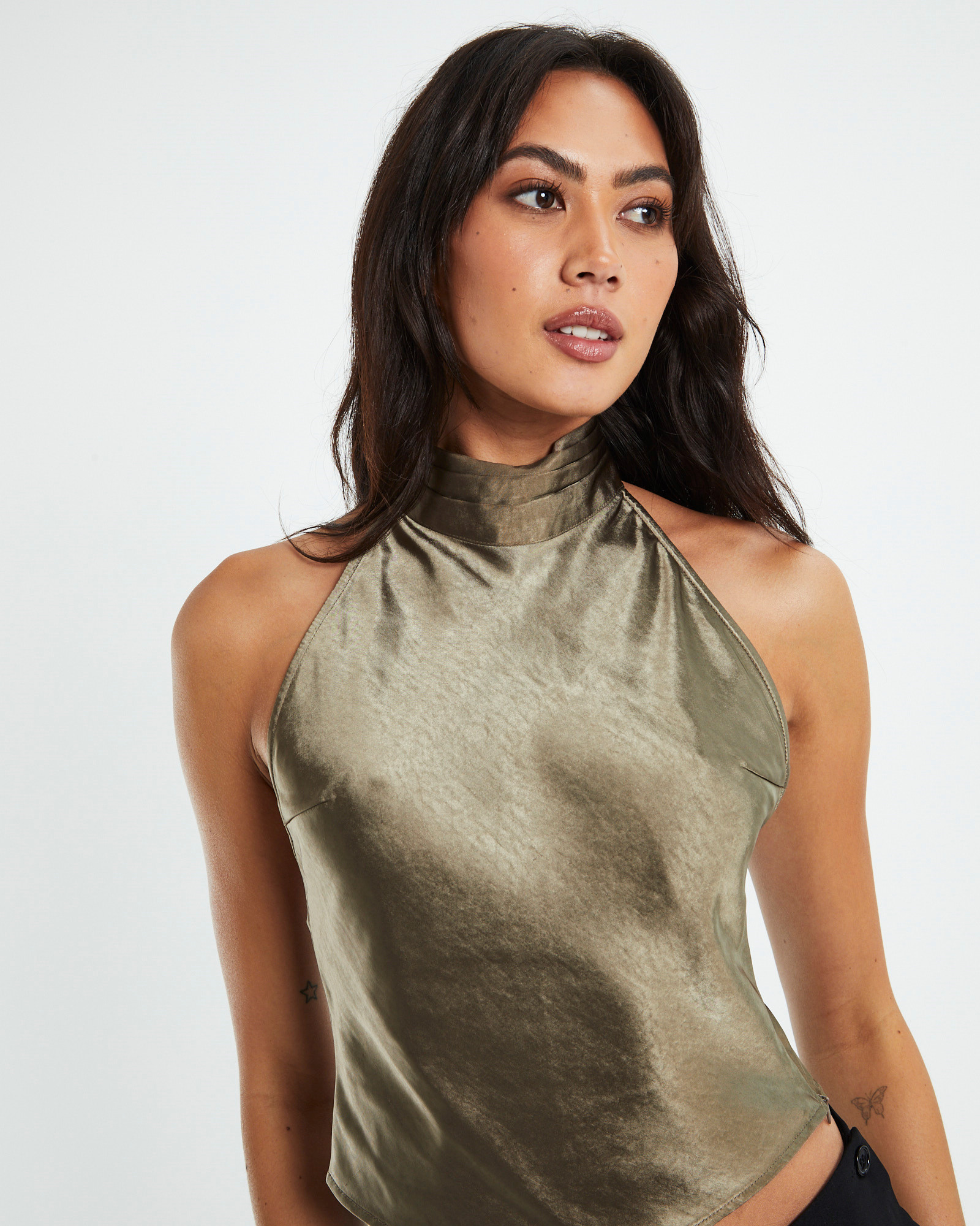 Ataina Top in Satin Dark Olive