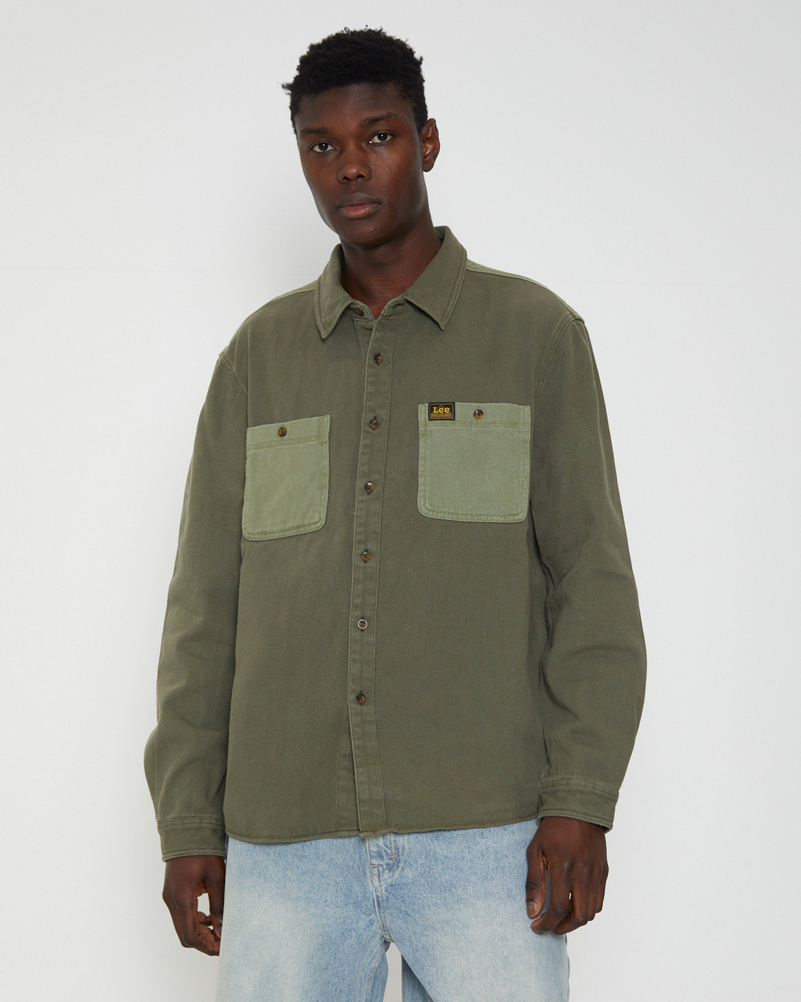 NEW LEE Lee Worker Long Sleeve Shirt in Patch Green - Picture 2 of 26