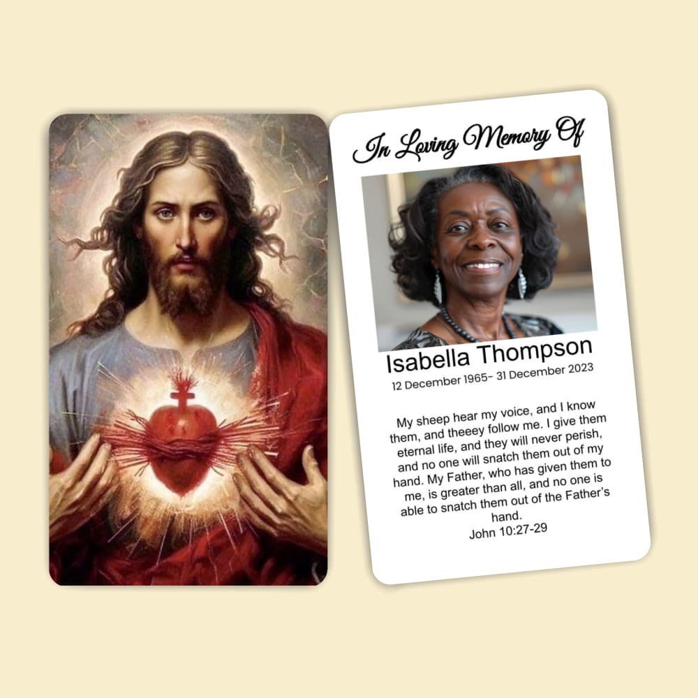 Jesus Sacred Heart Prayer Card – Devotional Holy Card with Prayer