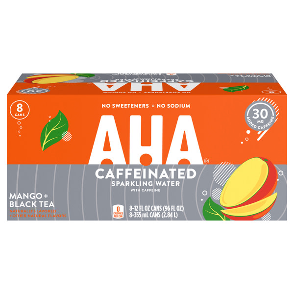 Aha Caffeine Sparkling Water Mango + Black Tea