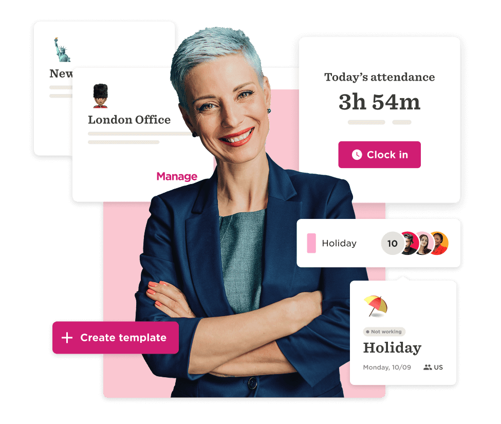 businesswoman, attendance, holiday_management