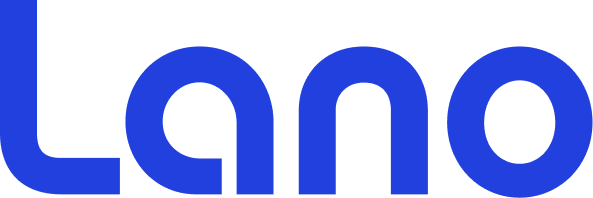 Lano logo in bold, vibrant blue showcasing modern design and branding., modern blue logo, branding design