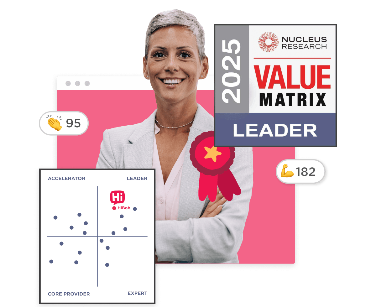 businesswoman, Nucleus Research Value Matrix leader illustration