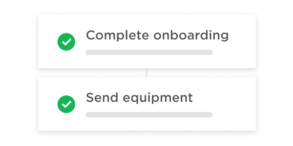 onboarding progress checklist, send equipment task completion