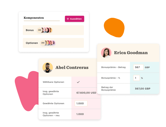 component overview, user details and bonus information