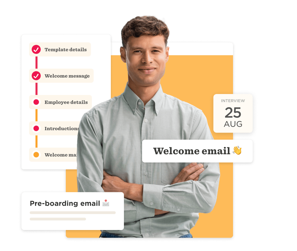 welcome email, employee onboarding checklist