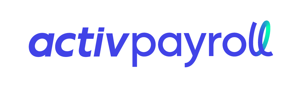 activpayroll logo in blue with a modern design, representing payroll services and solutions for businesses, blue payroll services logo
