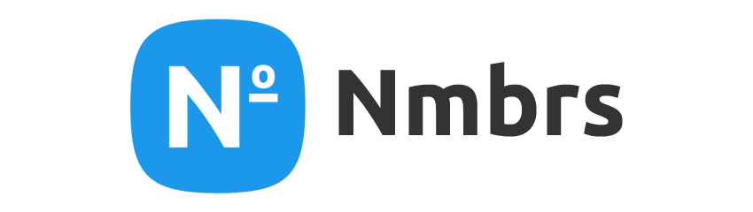 blue square logo, Nmbrs brand identity