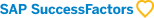 SAP SuccessFactors logo featuring blue text and a yellow heart symbol, representing HR solutions and employee engagement., SAP, SuccessFactors