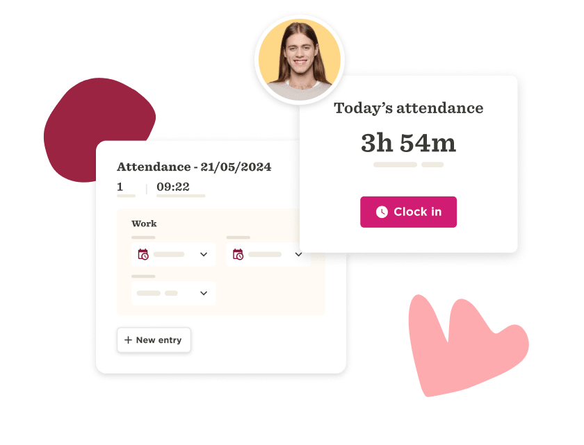 attendance tracking, user profile and daily hours summary