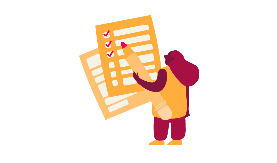 checklist, illustration, person, colorful